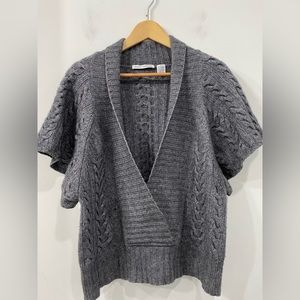 Autumn Cashmere Short Sleeve Cashmere Blend Sweater/ Vest in Heathered Grey S